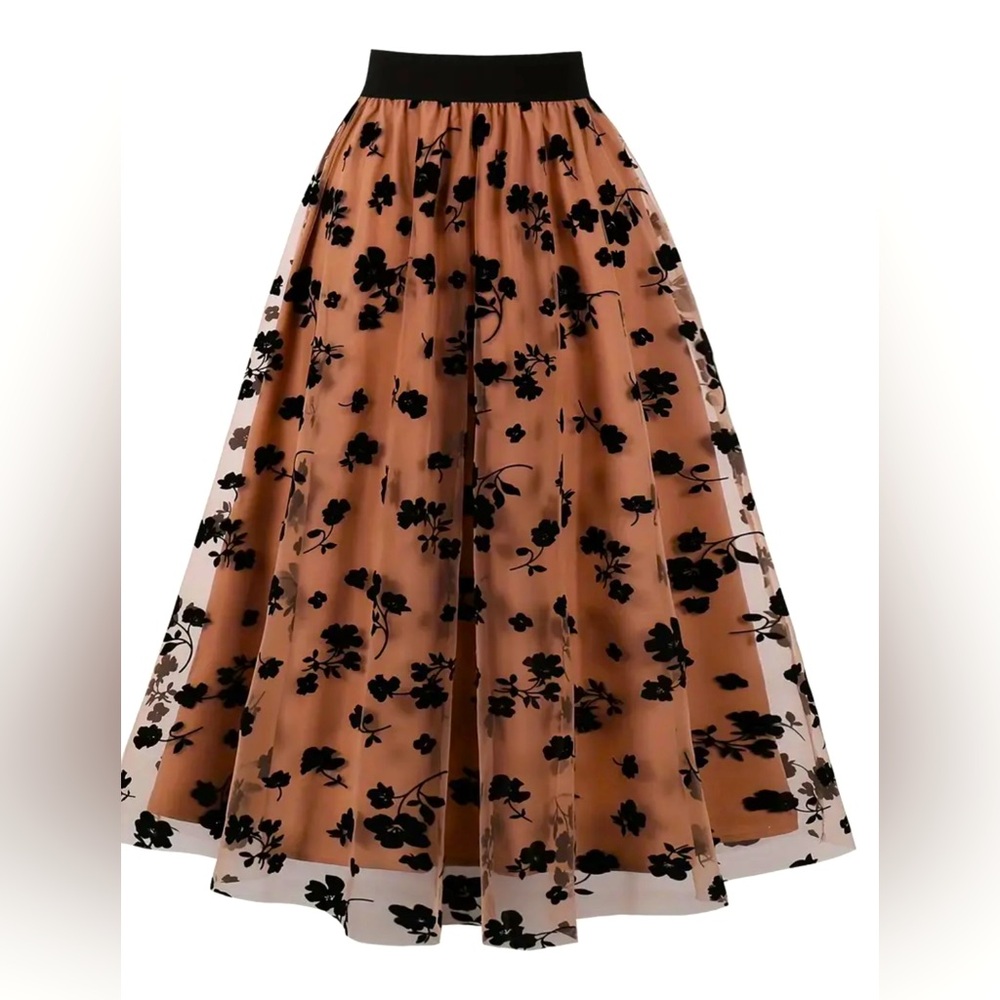 Elegant Floral Mesh Skirt for Women - Perfect for Spring and Summer Outfits